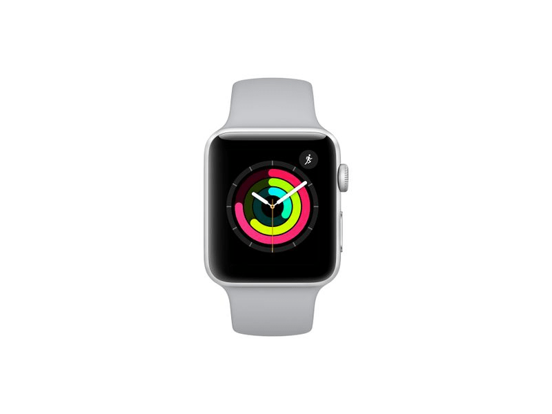 Apple Watch Series 3 Okosóra 42mm, Ezüst alumíniumház, szürke sportszíj