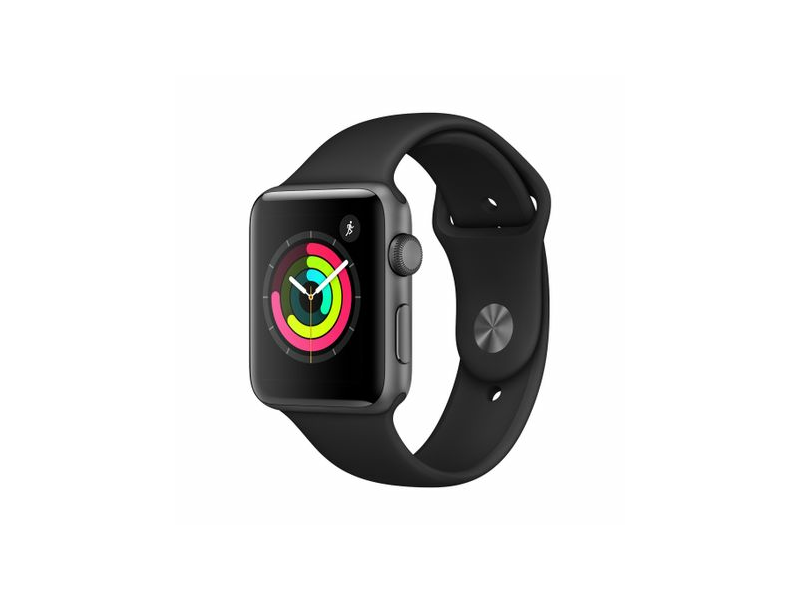 Apple Watch Series 3 Okosóra 42mm, Asztroszürke alumíniumház, fekete sportszíj