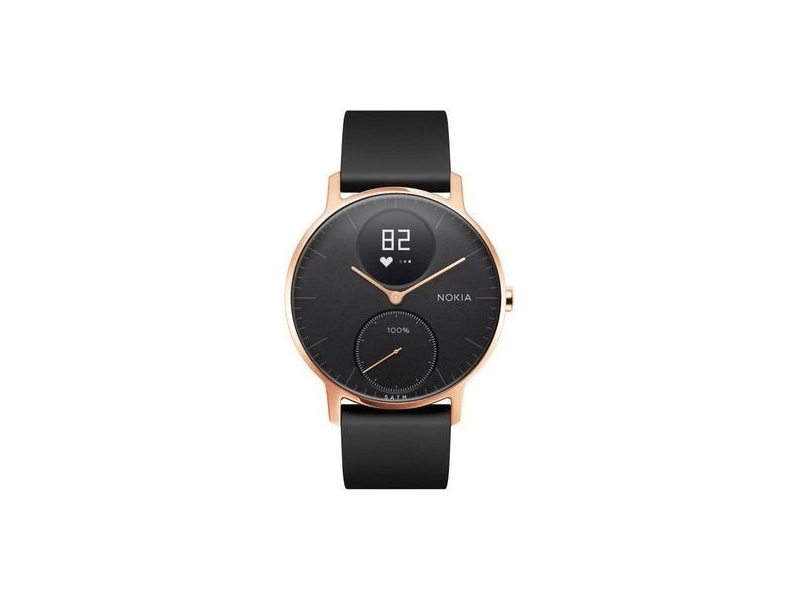 NOKIA Steel HR 36mm Rozéarany okosóra, Fekete szilikonszíj