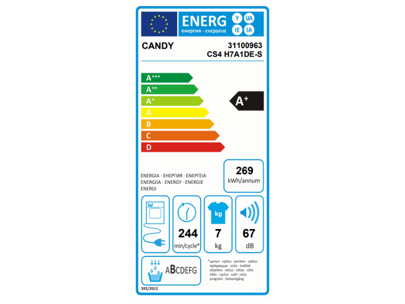 Candy CS4H7A1DE-S hőszivattyús szárítógép