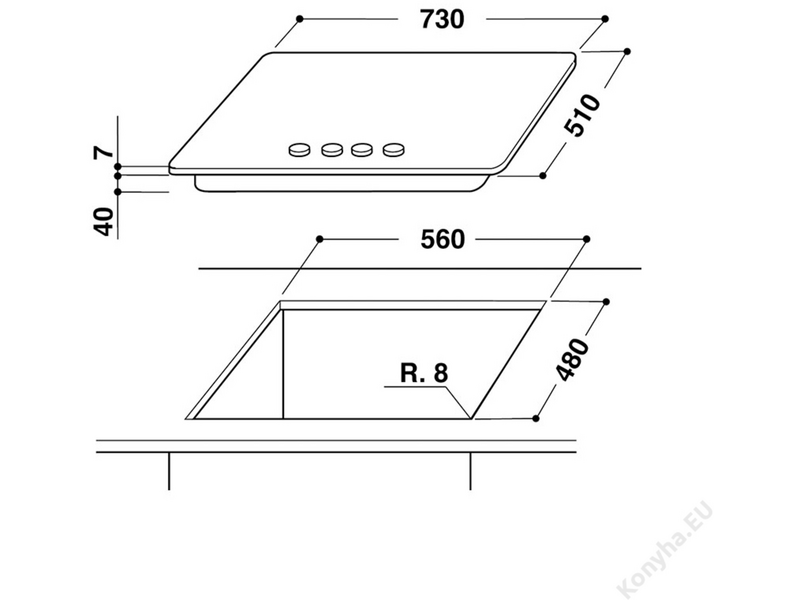 Whirpool GMW 7522/IXL Beépíthető gázfőzőlap