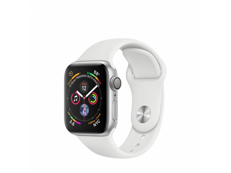 Apple Watch 4 MU642HC/A 40mm okosóra, Ezüst óra fehér szíjjal