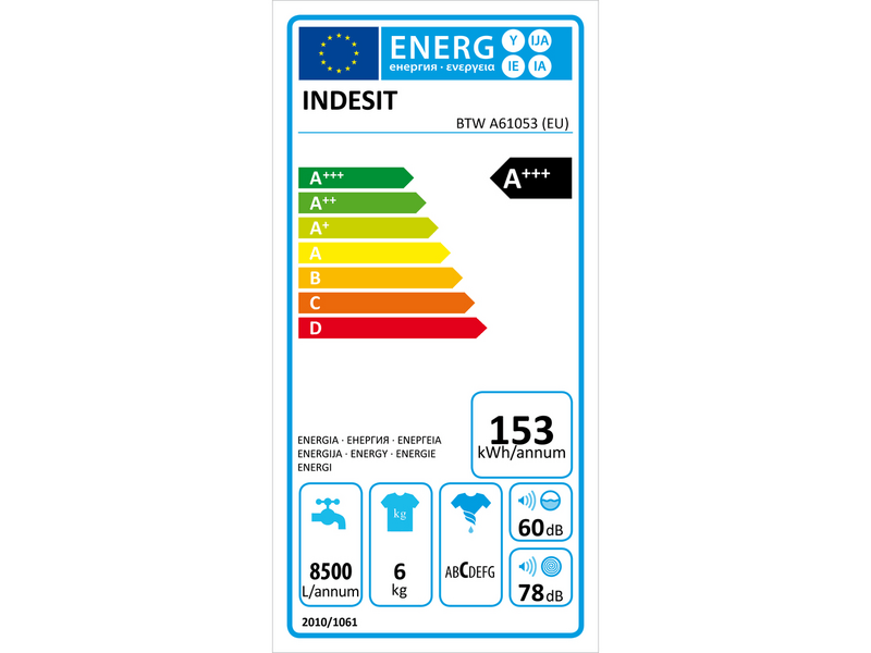INDESIT BTW A61053 EU Felültöltős mosógép