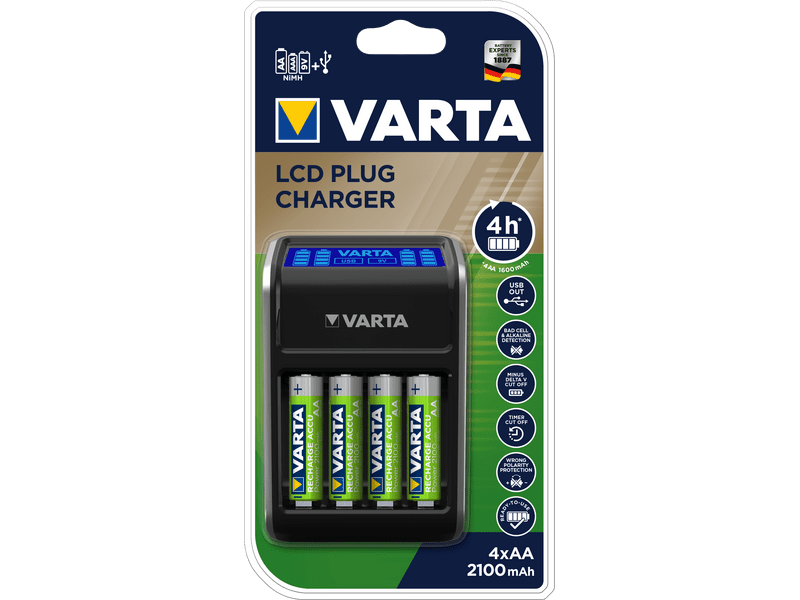 VARTA LCD Plug töltő 4x2100mAh R2U AA (57677101441)