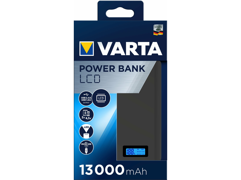 VARTA LCD Power Bank 13000mAh töltő