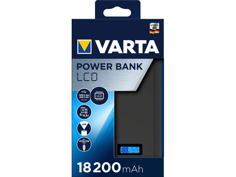 VARTA LCD Power Bank 18200mAh töltő