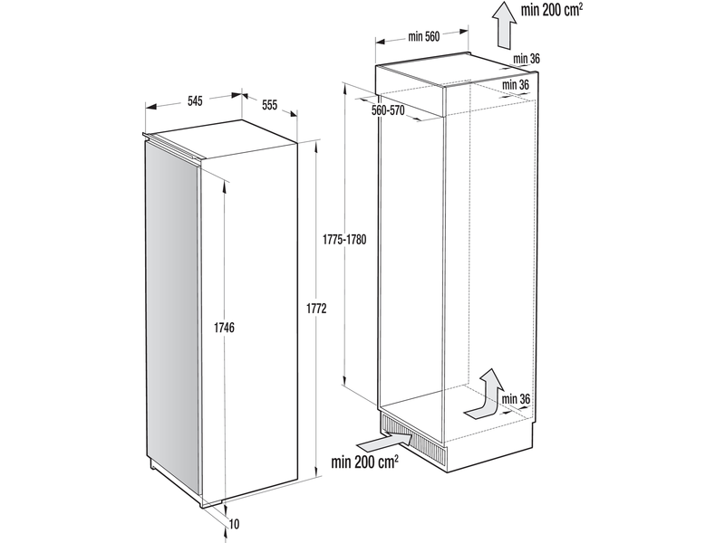 GORENJE RBI5182A1 Beépíthető egyajtós hűtőszekrény