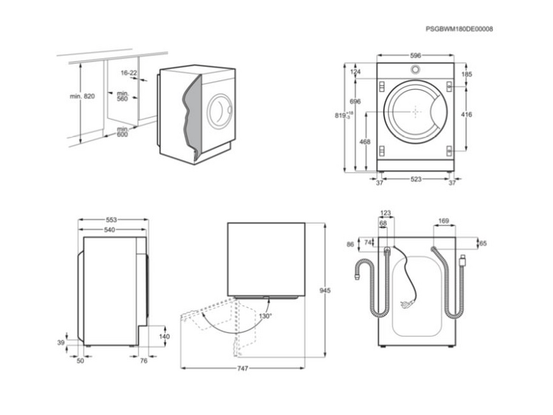 Electrolux EW7F447WI Beépíthető gőzmosógép, 7 kg, 1400 f/p., LED kijelző