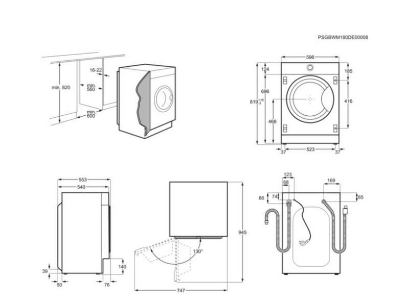 Electrolux EW7W368SI Ugradbena perilica-sušilica