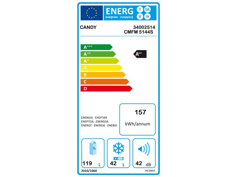 CANDY CMFM 5144 S Alulfagyasztós kombinált hűtőszekrény