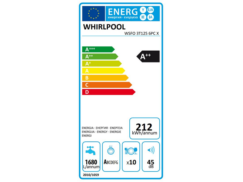 WHIRLPOOL WSFO 3T125 6PC X Mosogatógép
