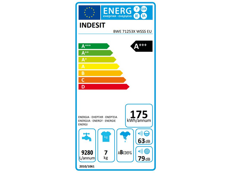 INDESIT BWE 71253X WSSS EU Elöltöltős mosógép