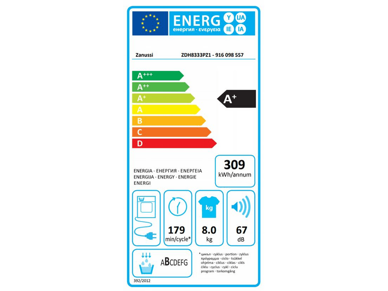ZANUSSI ZDH8333PZ1 Hőszivattyús szárítógép