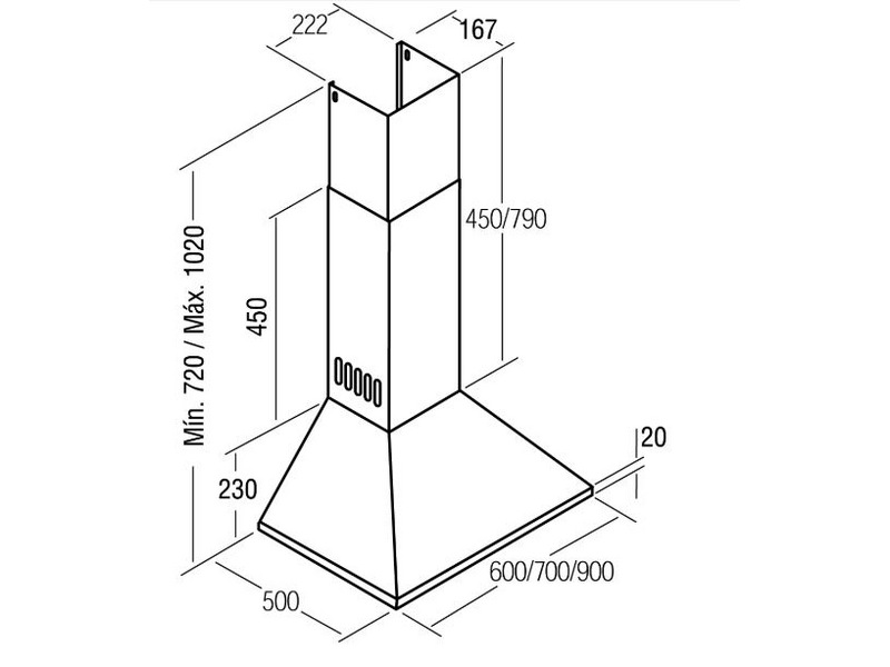 Cata BETA 600/D LED Fali páraelszívó