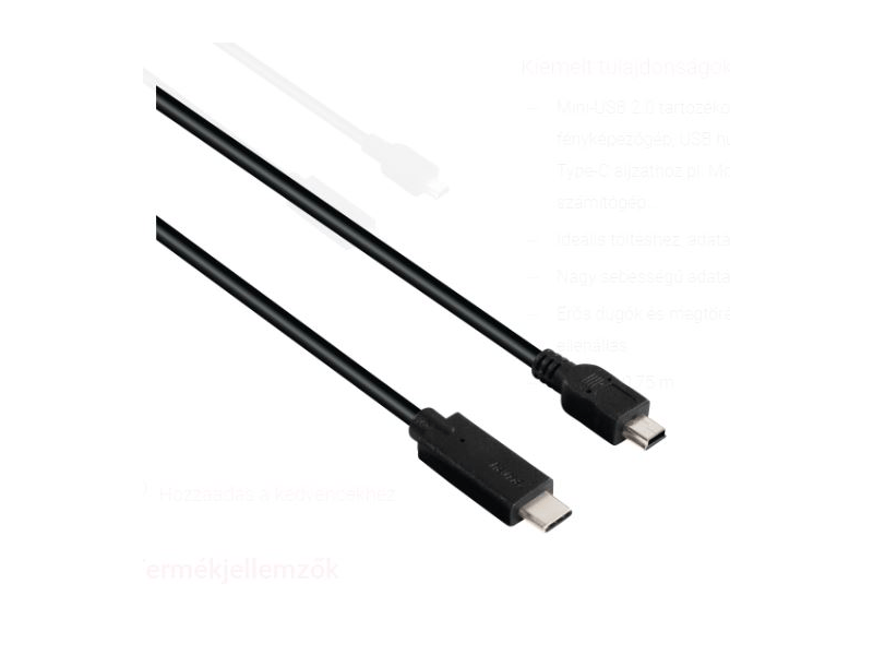 HAMA 135744 USB C - Mini USB Adatkábel
