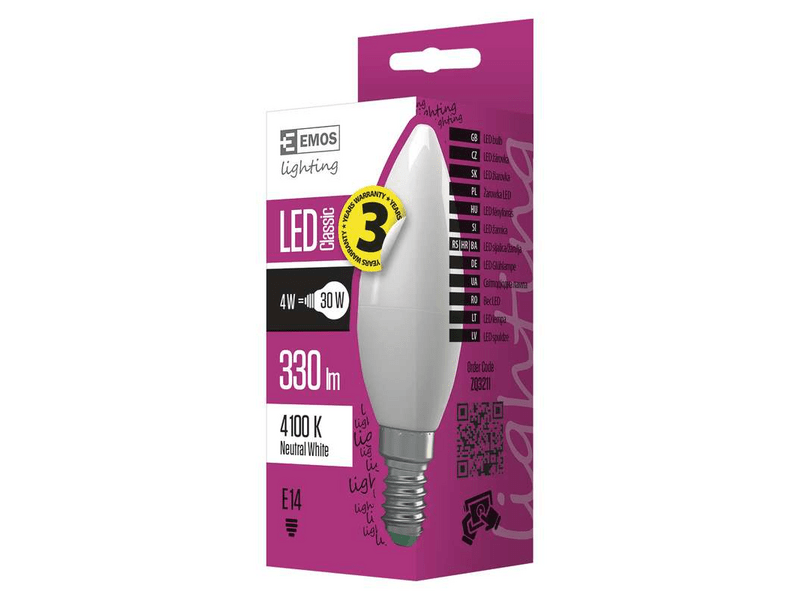 EMOS LED izzó classic gyertya E14 4W  (ZQ3211)