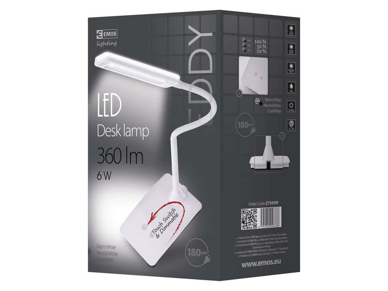 EMOS LED asztali lámpa Eddy fehér (Z7599W)
