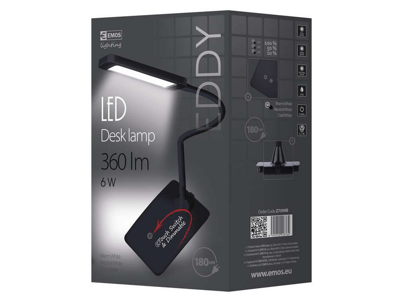 EMOS LED asztali lámpa Eddy fekete (Z7599B)