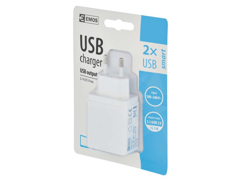 EMOS univerzális USB töltő SMART 3,1 A (15 W) max. (V0114)