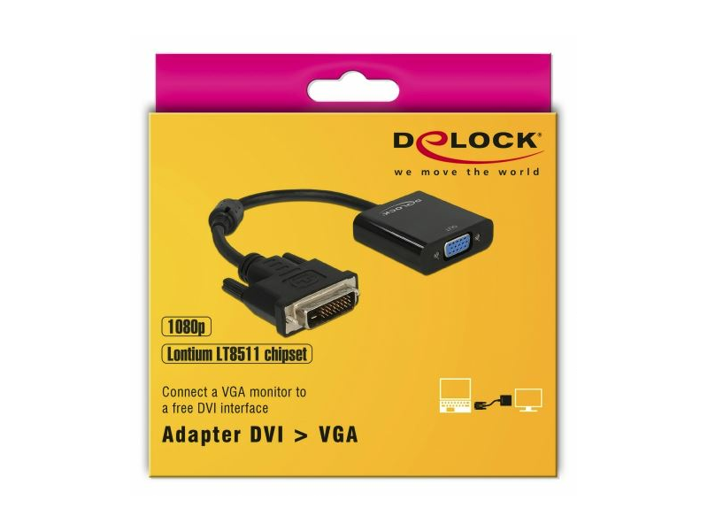 Delock 65658 DVI-D (25 tűs) – VGA (15 tűs) adapter