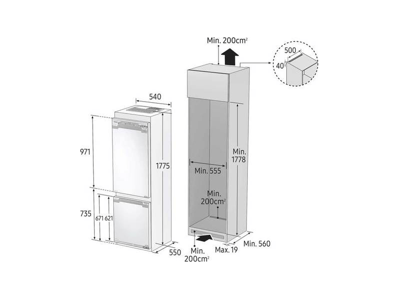 Samsung BRB260131WW/EF Alulfagyasztós beépíthető hűtőszekrény