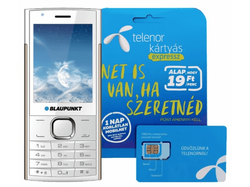 BLAUPUNKT FL-01 mobiltelefon fehér-arany + Telenor Expressz SIM