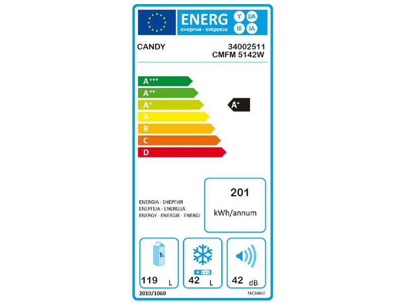 CANDY CMFM5142W Alulfagyasztós kombinált hűtőszekrény