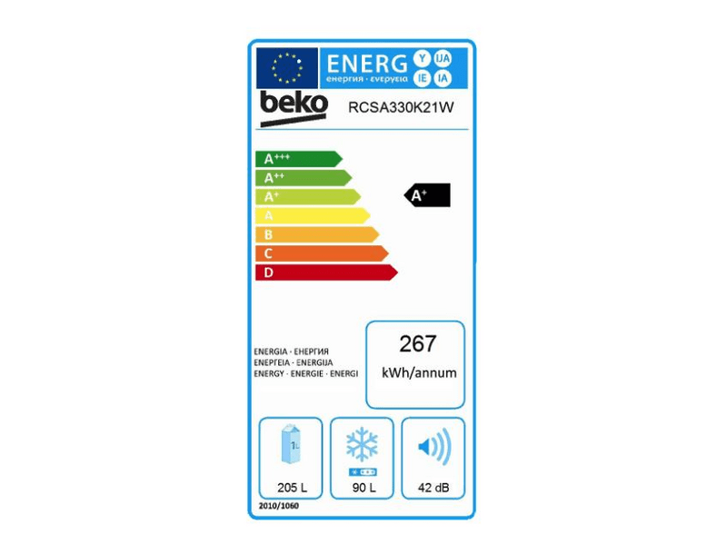 BEKO RCSA-330K21W Alulfagyasztós kombinált hűtőszekrény