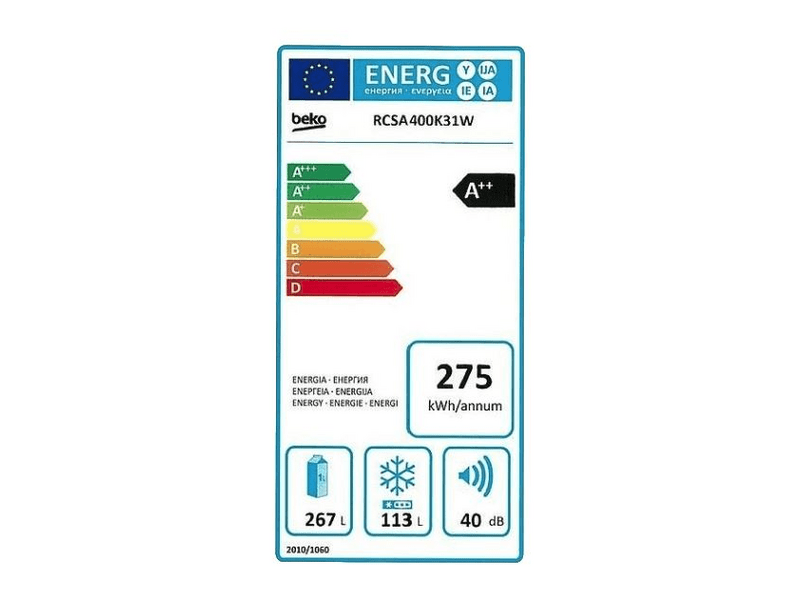 BEKO RCSA-400K31W Alulfagyasztós kombinált hűtőszekrény