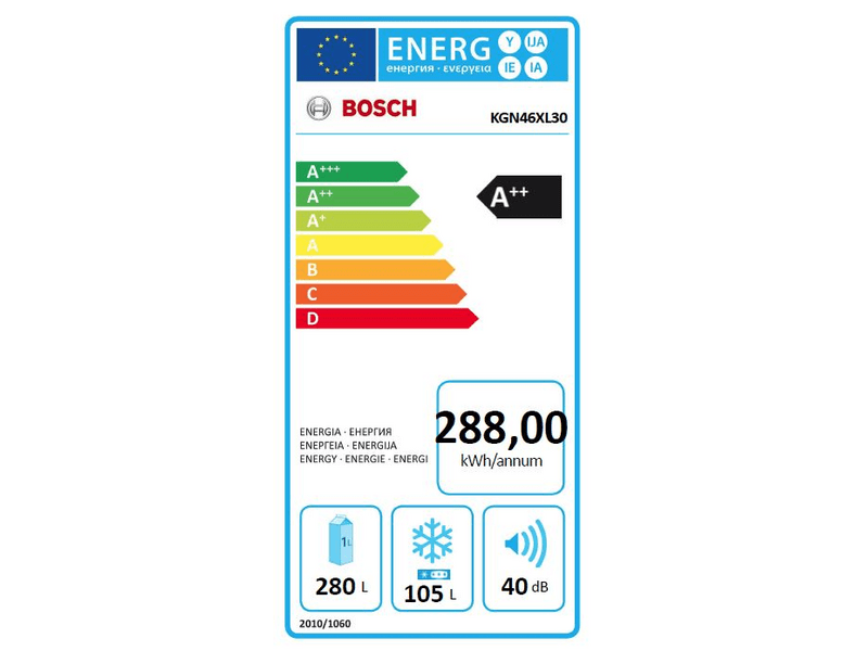 BOSCH KGN46XL30 Alulfagyasztós kombinált hűtőszekrény