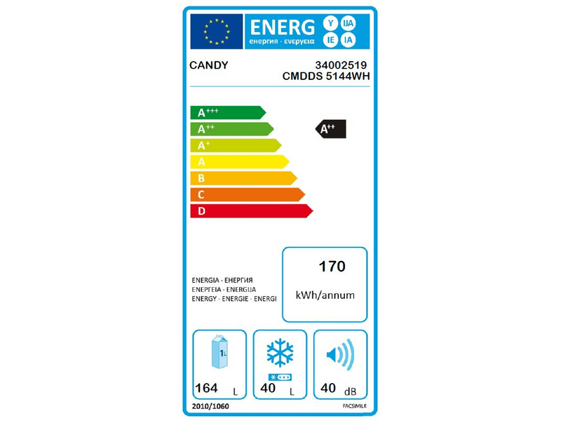 CANDY CMDDS 5144WH Felülfagyasztós kombinált hűtőszekrény