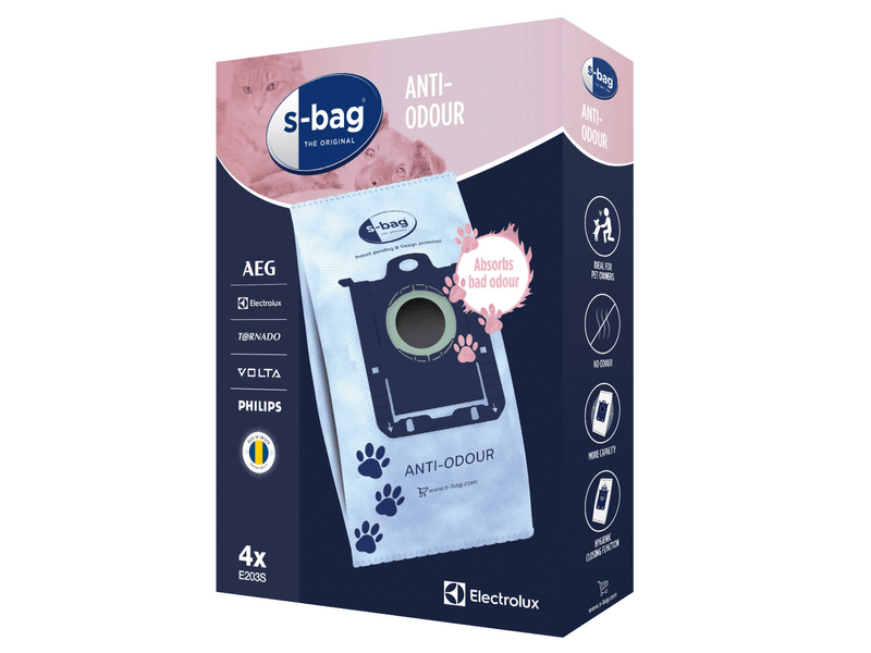 Electrolux E203S s-bag® Anti-Odour - szagsemlegesítő porzsák, 4 db