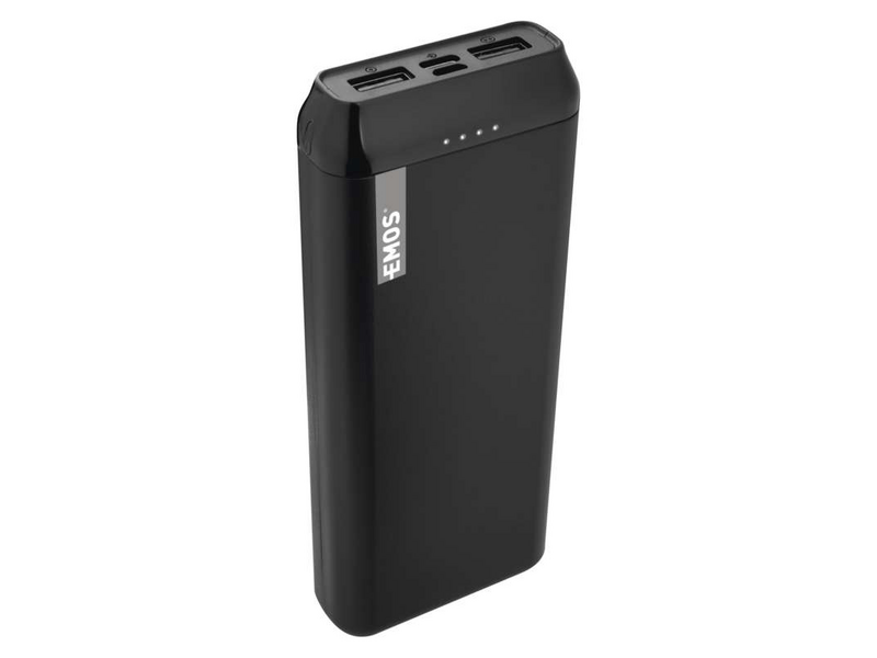 EMOS B0523B Power bank 20 000 mAh + 2 az 1-ben USB kábel (micro USB és USB-C), Fekete