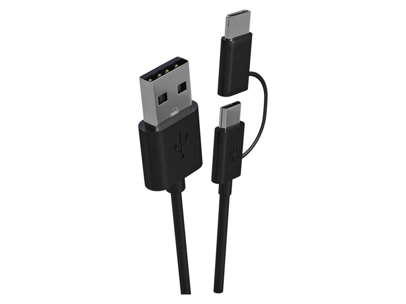 EMOS B0523B Power bank 20 000 mAh + 2 az 1-ben USB kábel (micro USB és USB-C), Fekete