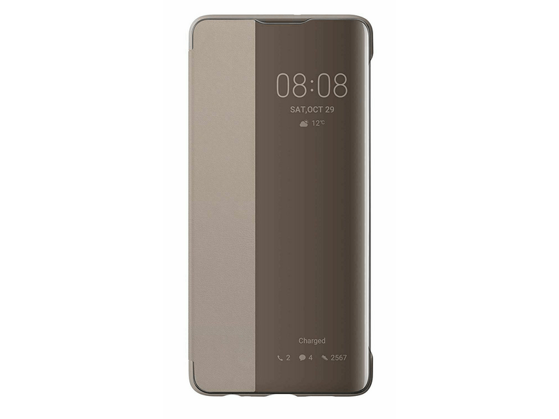 Huawei P30 Bőr Flip tok, Khaki