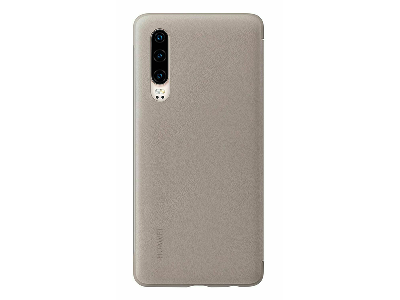 Huawei P30 Bőr Flip tok, Khaki