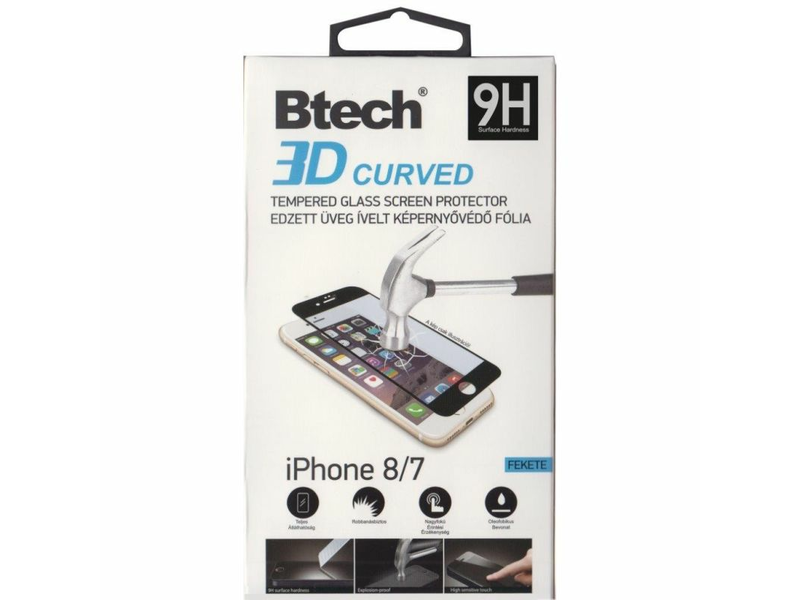 BTECH TG-IP7/3D Iphone 7/8 Üvegfólia, Fekete
