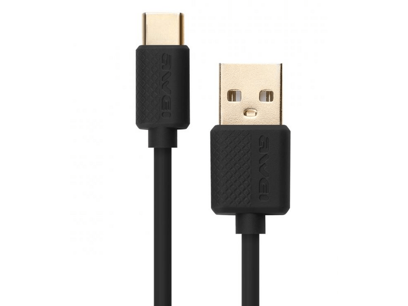 AWEI CL89 USB-C – USB 1m Adatkábel, Fekete