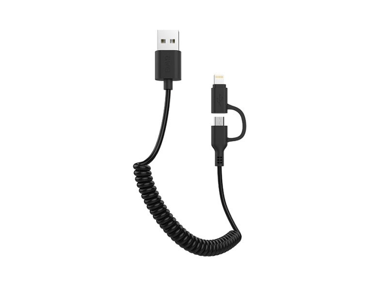 AWEI CL53 2az1-ben micro-USB/ Lightning 1m Adatkábel, Fekete