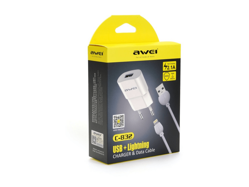 AWEI C832 Lightning Hálózati töltő, Fehér
