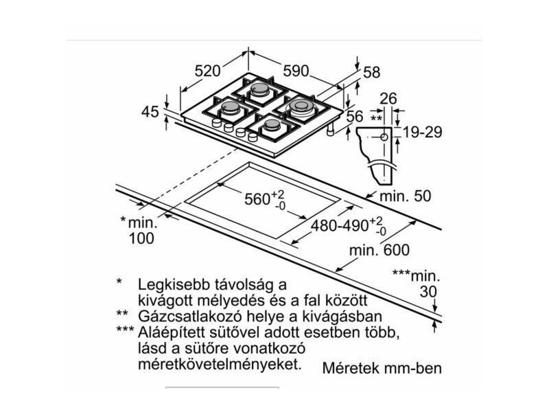 Bosch PPH6A6B20 Beépíthető gáz főzőlap
