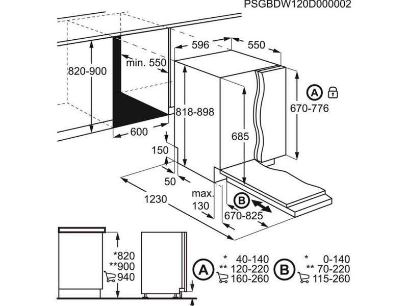 AEG FSE63637P Beépíthető mosogatógép, QuickSelect kezelőpanel, 13 teríték, AirDry, 7 program