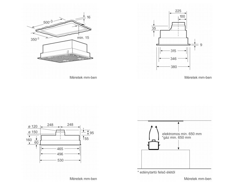 Bosch DHL555BL Kürtőbe építhető páraelszívó