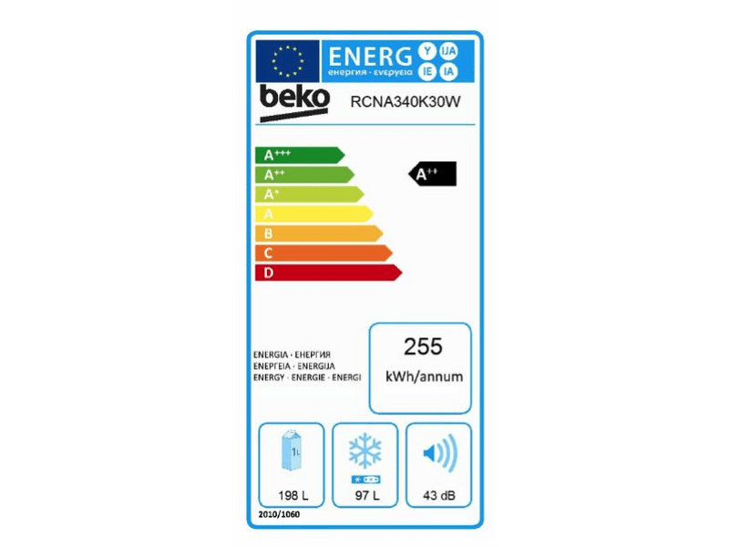 BEKO RCNA340K30W Alulfagyasztós kombinált hűtőszekrény