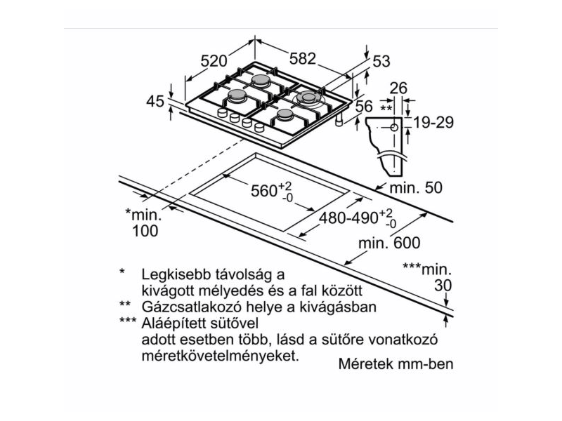 Bosch PGH6B5B60 Beépíthető gáz főzőlap