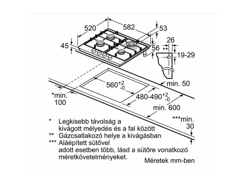 Bosch PGH6B5B90 Beépíthető gáz főzőlap
