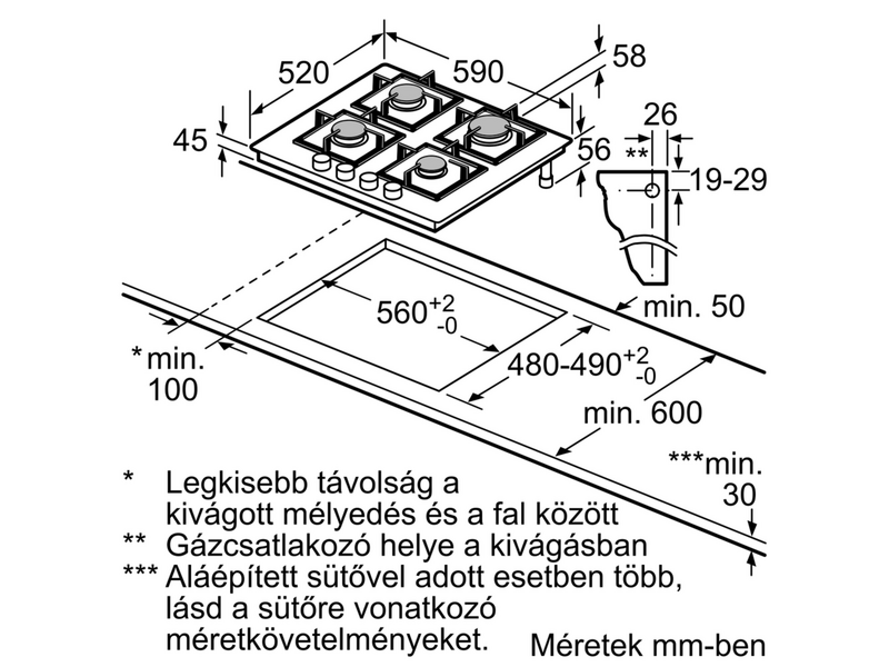 BOSCH PNP6B6B80 Beépíthető gáz főzőlap