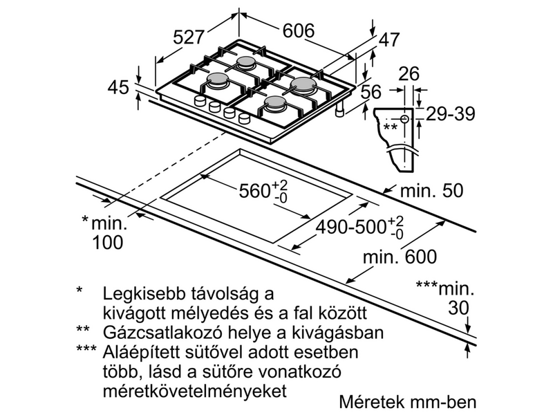 BOSCH PRP6A6N70 Beépíthető gáz főzőlap