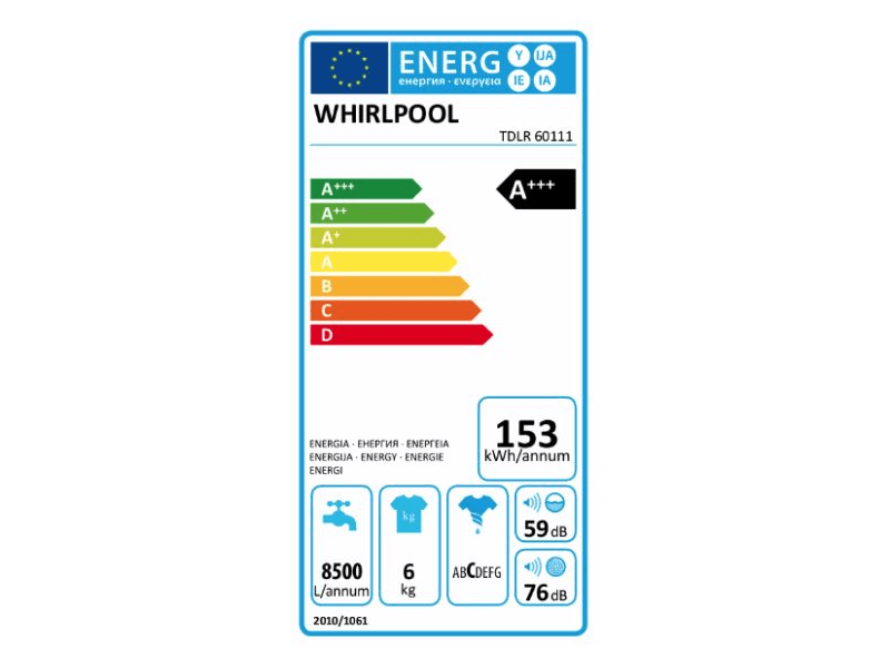 WHIRLPOOL TDLR 60111 Felültöltős mosógép