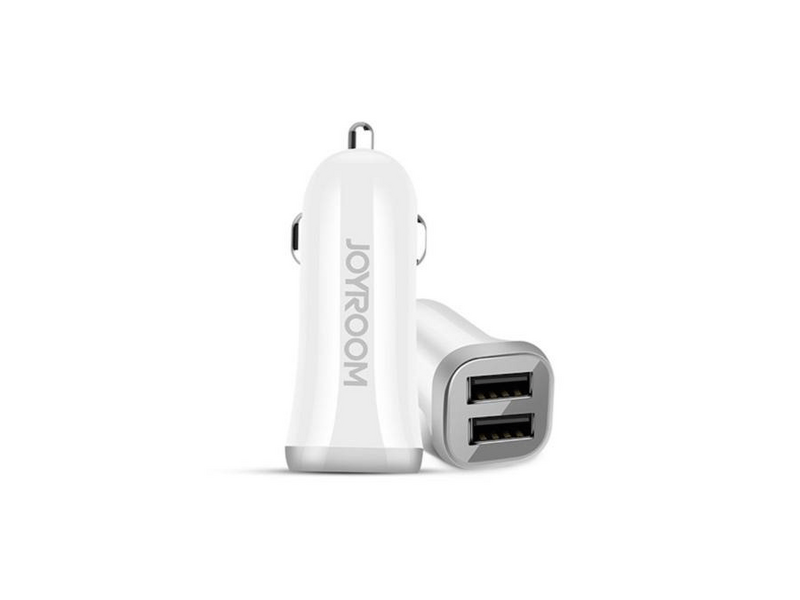 Joyroom C-M216 3.1A 2x USB Autós töltőfej + 1M USB Type-C töltőkábel, Fehér